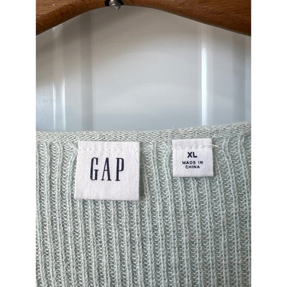 GAP Bateau Neck Pullover Sweater Women XL Mint Cotton Blend Cozy Chic Knit Fall - Picture 3 of 8